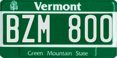 VT license plate BZM800