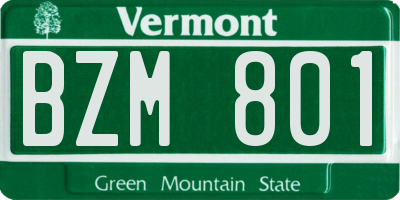 VT license plate BZM801