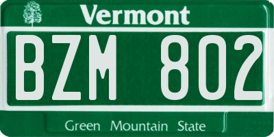 VT license plate BZM802