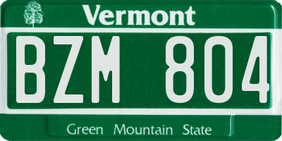 VT license plate BZM804