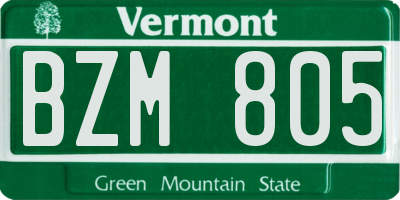 VT license plate BZM805
