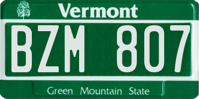 VT license plate BZM807
