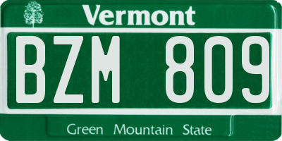 VT license plate BZM809