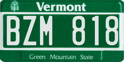 VT license plate BZM818