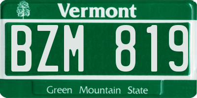 VT license plate BZM819