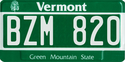 VT license plate BZM820