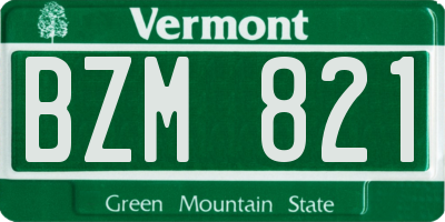 VT license plate BZM821