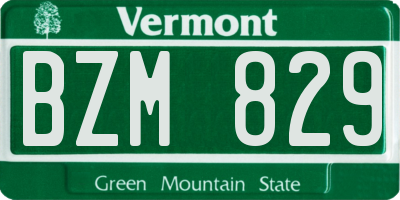 VT license plate BZM829