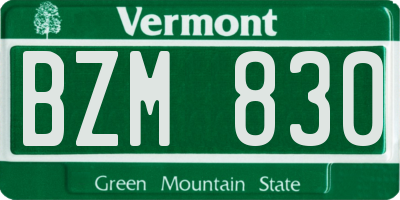 VT license plate BZM830