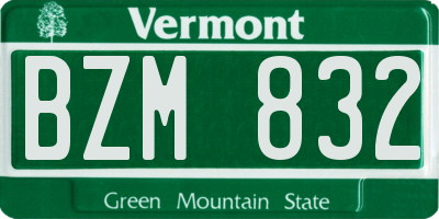VT license plate BZM832