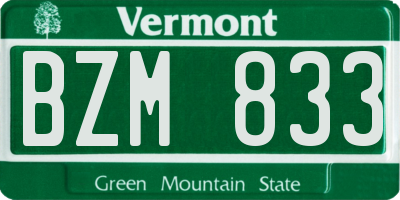 VT license plate BZM833