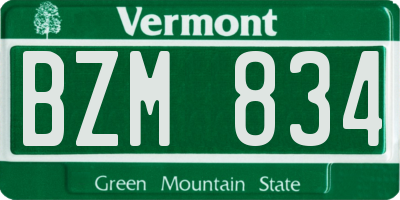 VT license plate BZM834