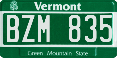 VT license plate BZM835