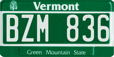 VT license plate BZM836