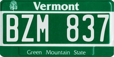 VT license plate BZM837