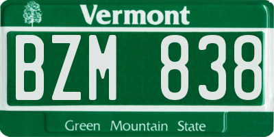 VT license plate BZM838