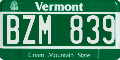 VT license plate BZM839