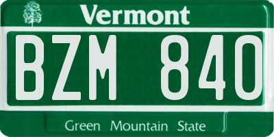 VT license plate BZM840