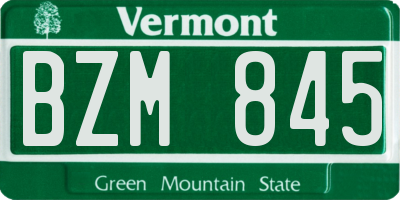 VT license plate BZM845