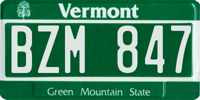 VT license plate BZM847