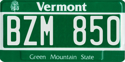 VT license plate BZM850