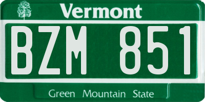 VT license plate BZM851