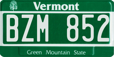 VT license plate BZM852