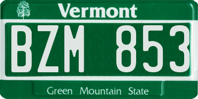 VT license plate BZM853