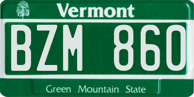 VT license plate BZM860