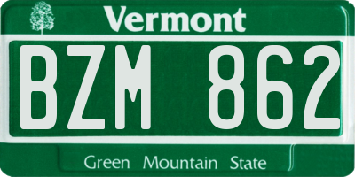 VT license plate BZM862