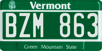 VT license plate BZM863