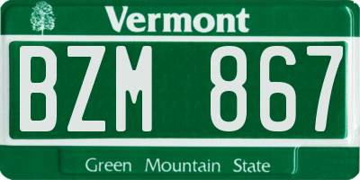 VT license plate BZM867