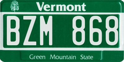 VT license plate BZM868
