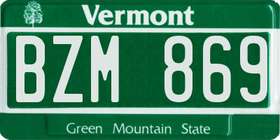 VT license plate BZM869