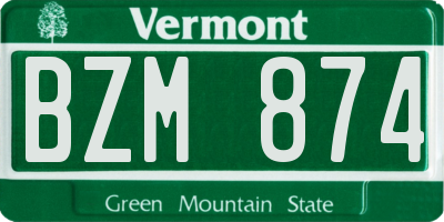VT license plate BZM874