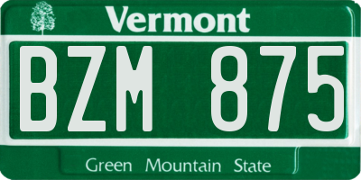 VT license plate BZM875