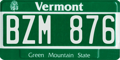 VT license plate BZM876
