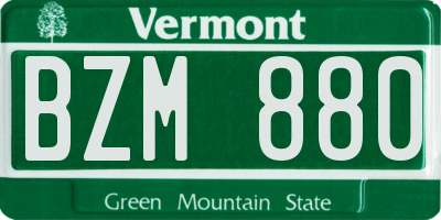 VT license plate BZM880