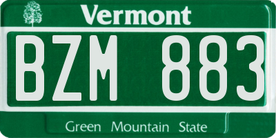 VT license plate BZM883
