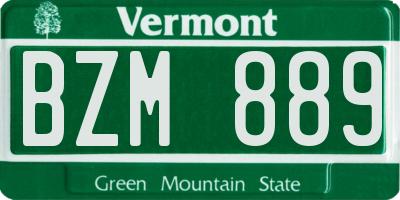VT license plate BZM889