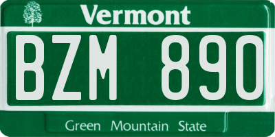 VT license plate BZM890