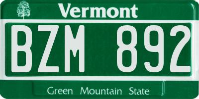 VT license plate BZM892