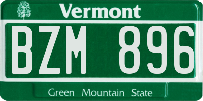 VT license plate BZM896