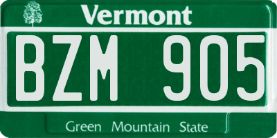 VT license plate BZM905
