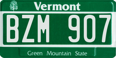 VT license plate BZM907