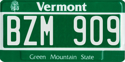VT license plate BZM909