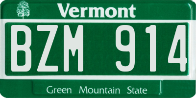 VT license plate BZM914
