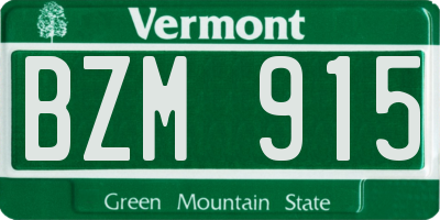 VT license plate BZM915
