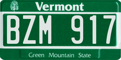 VT license plate BZM917
