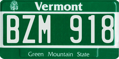 VT license plate BZM918